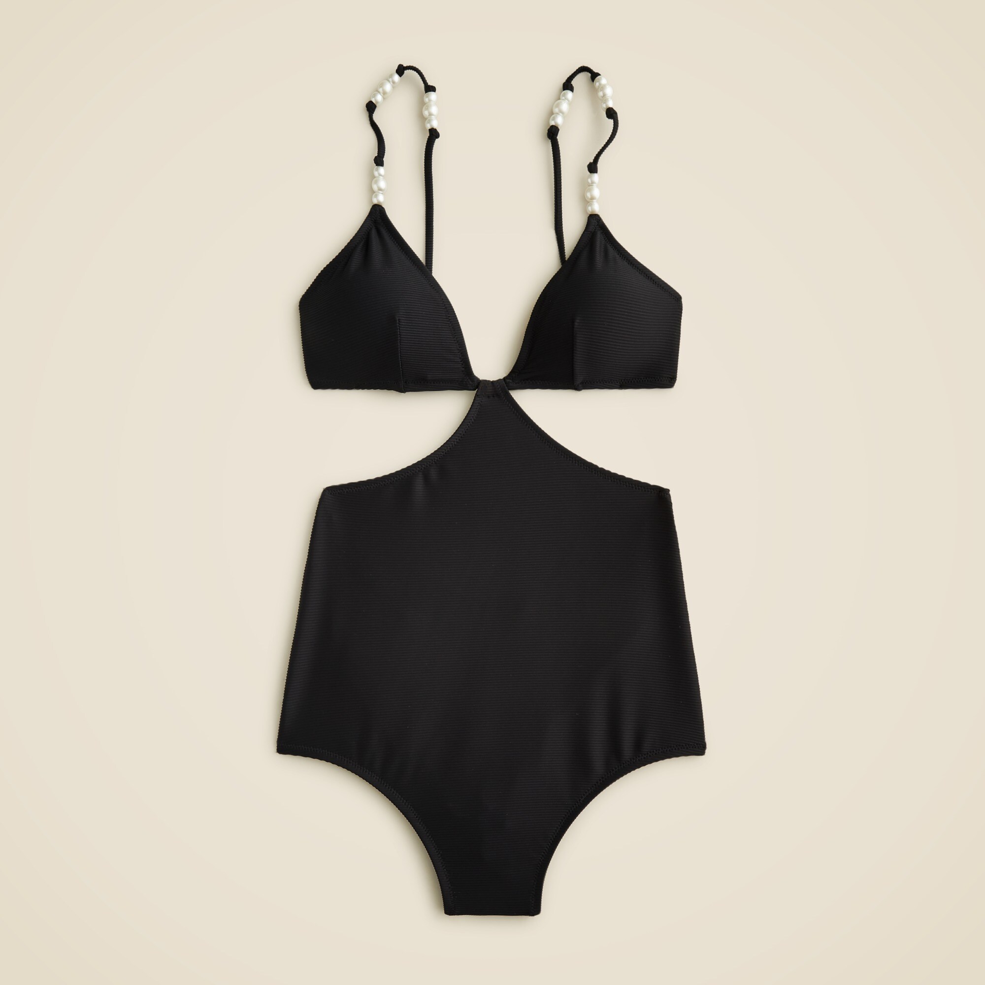 Ribbed Cutout One-piece Swimsuit With Pearls For Women | J.Crew
