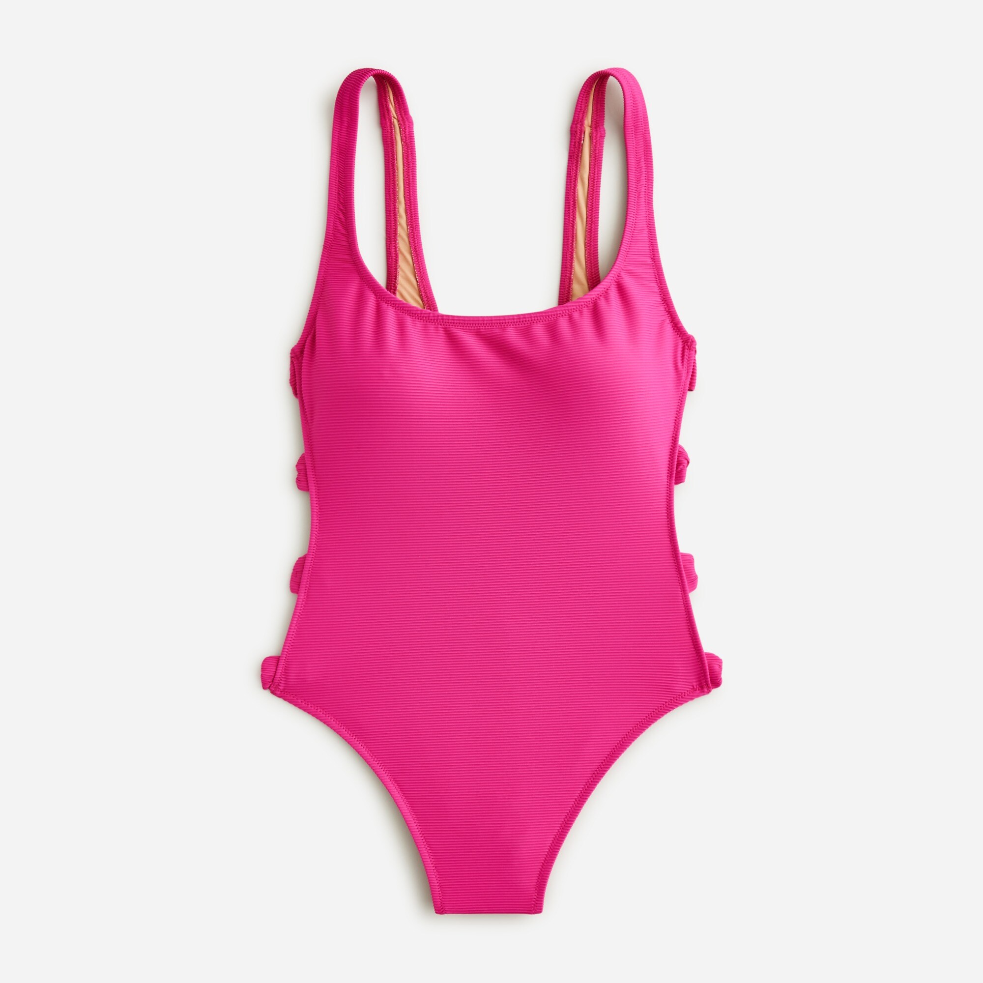  Ribbed side-bow one-piece swimsuit