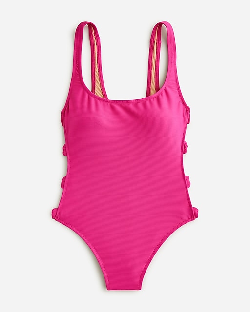 womens Ribbed side-bow one-piece swimsuit