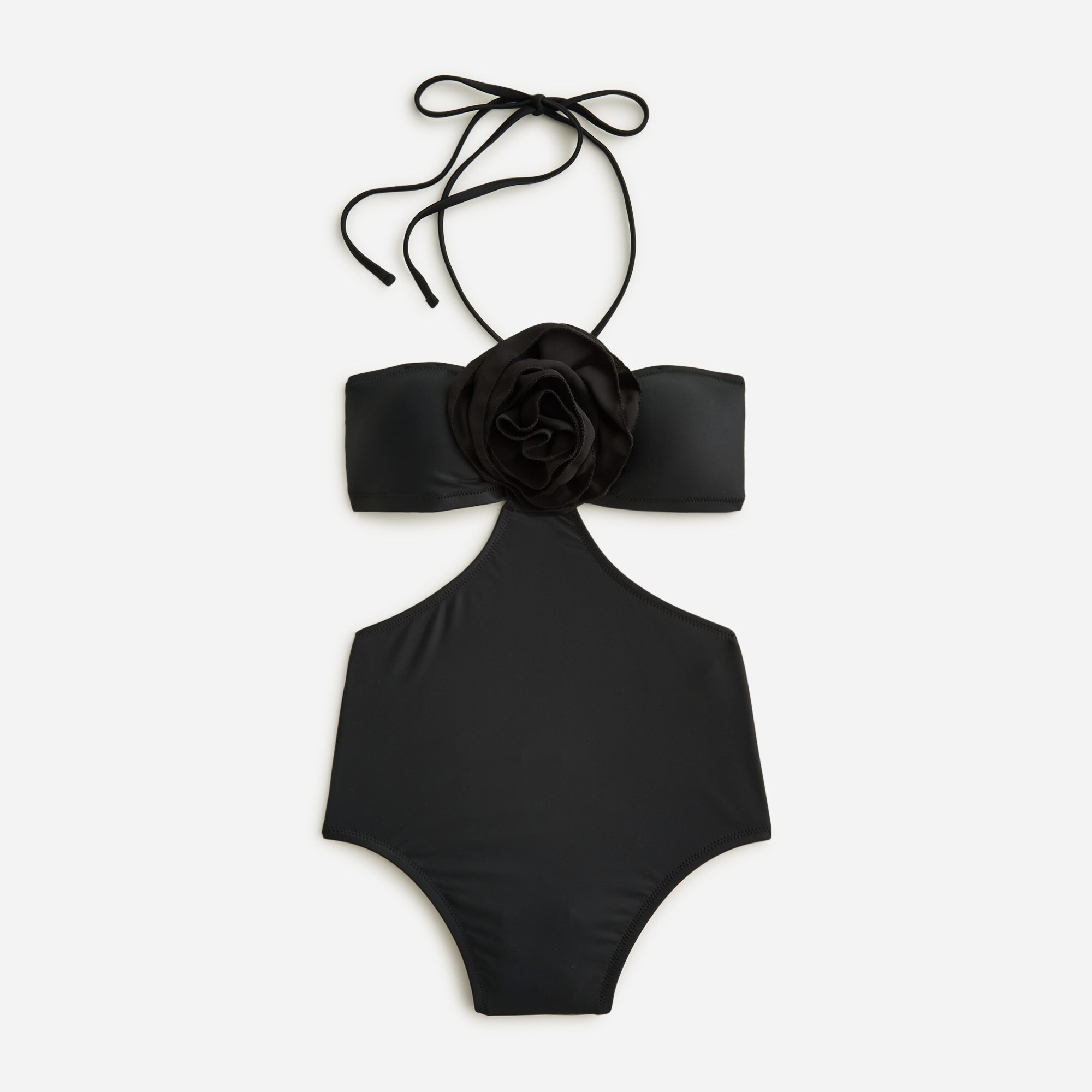  Rosette side-cutout one-piece swimsuit