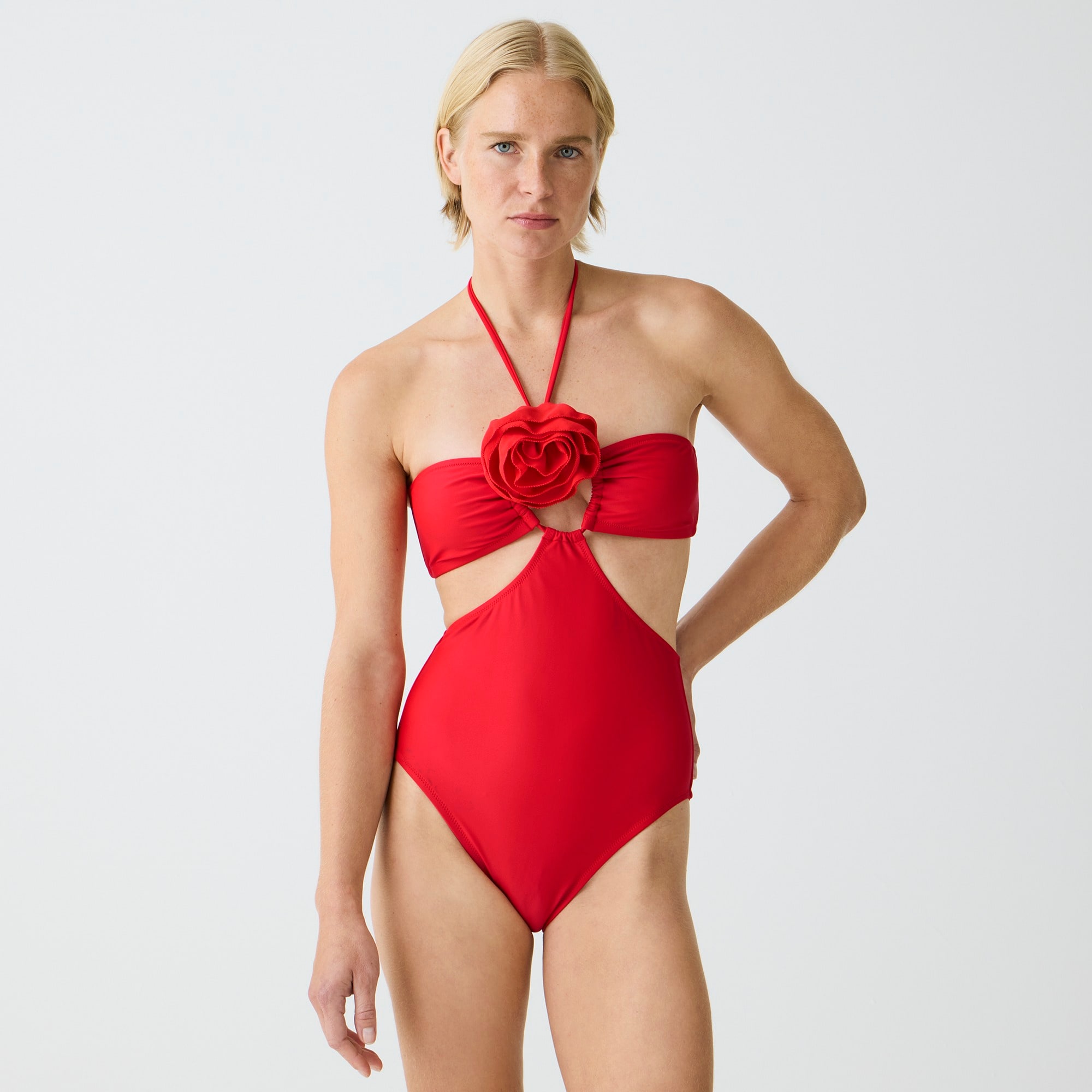 j.crew: rosette side-cutout one-piece swimsuit for women