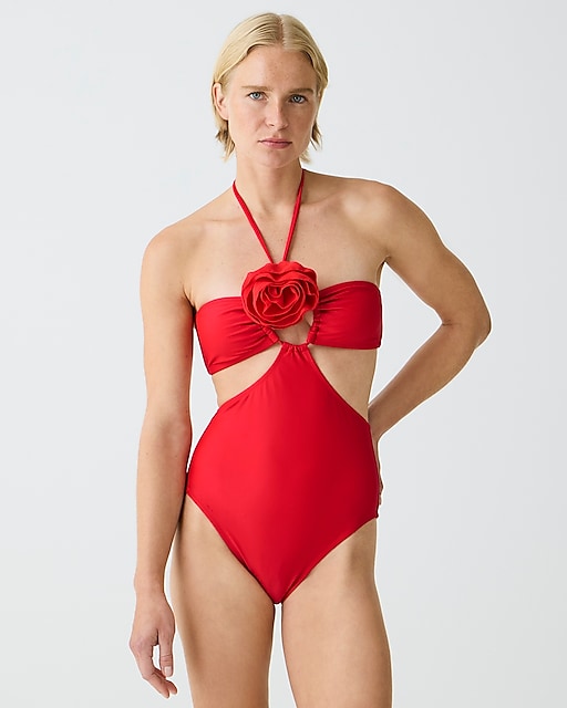 womens Rosette side-cutout one-piece swimsuit