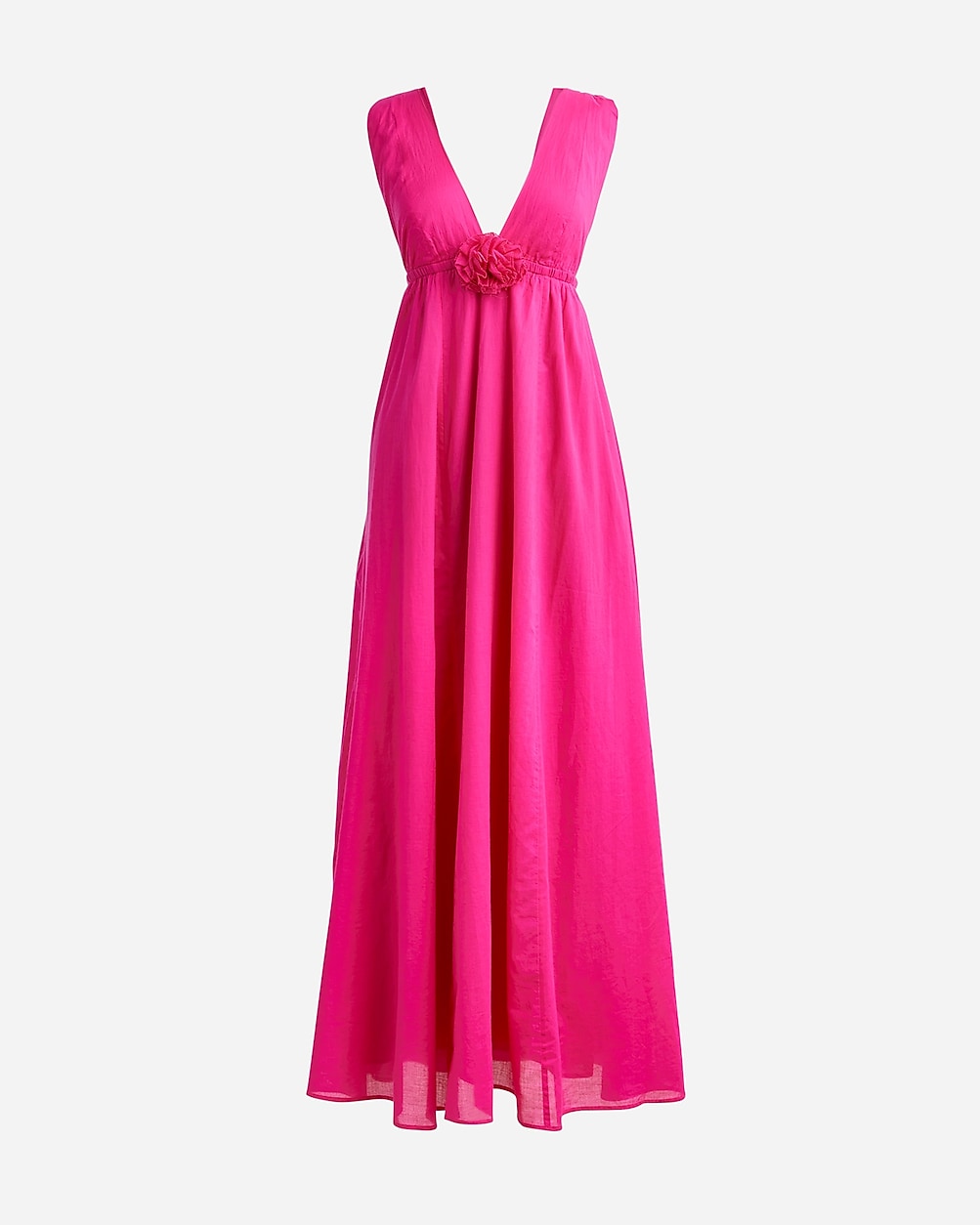 Rosette plunge dress in cotton voile