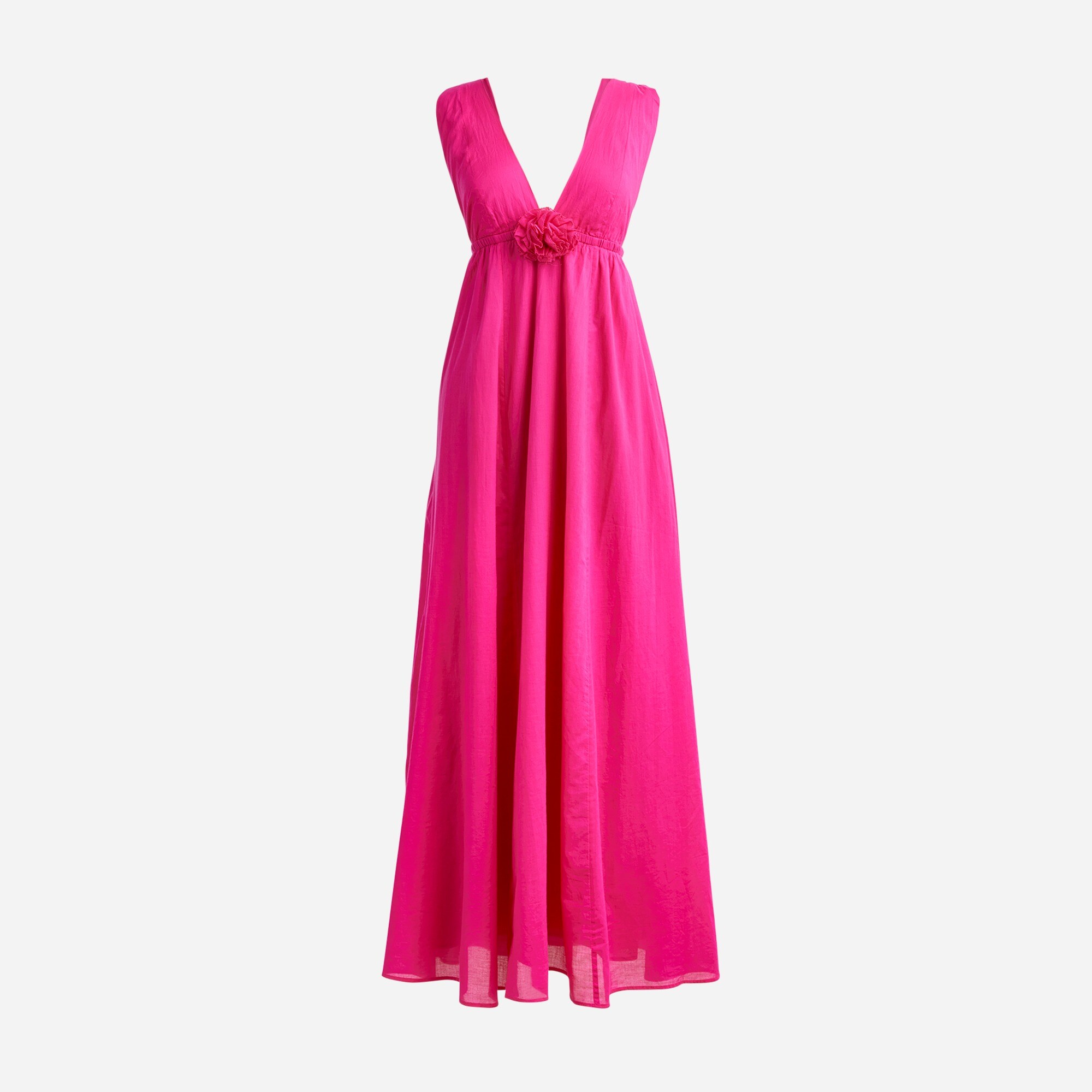  Rosette plunge dress in cotton voile