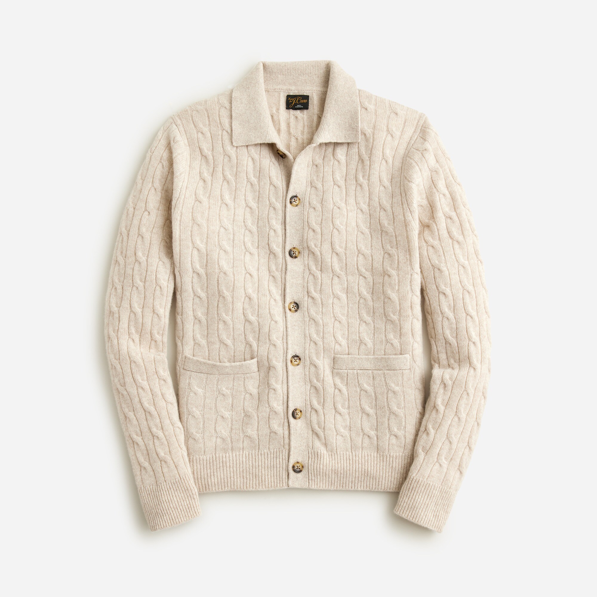 mens Cashmere cable-knit polo cardigan sweater