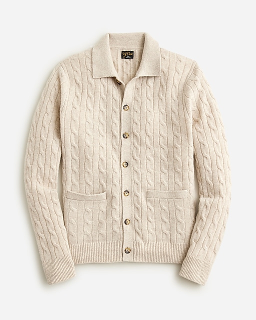 mens Cashmere cable-knit polo cardigan sweater