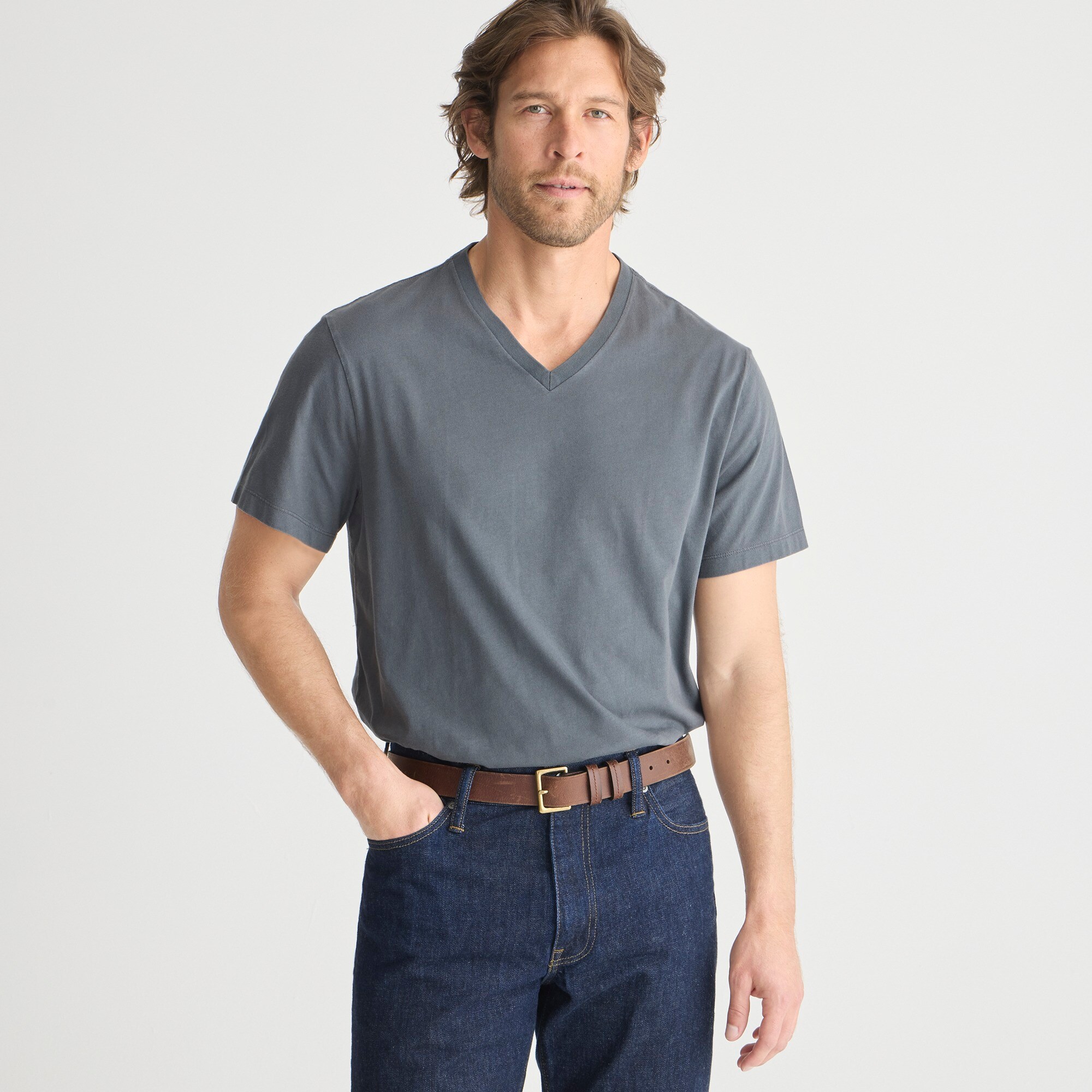 mens Slim Broken-in V-neck T-shirt