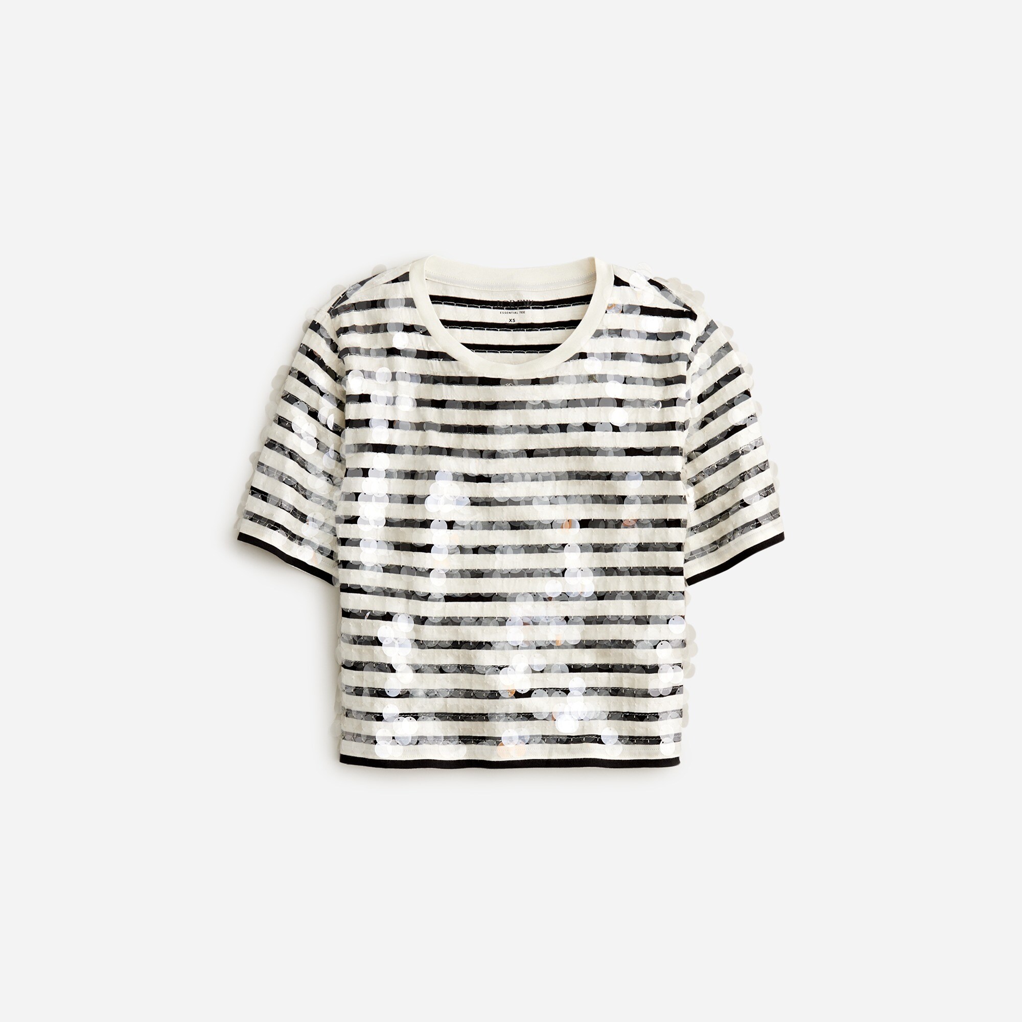 Broken-in jersey striped T-shirt with sequins