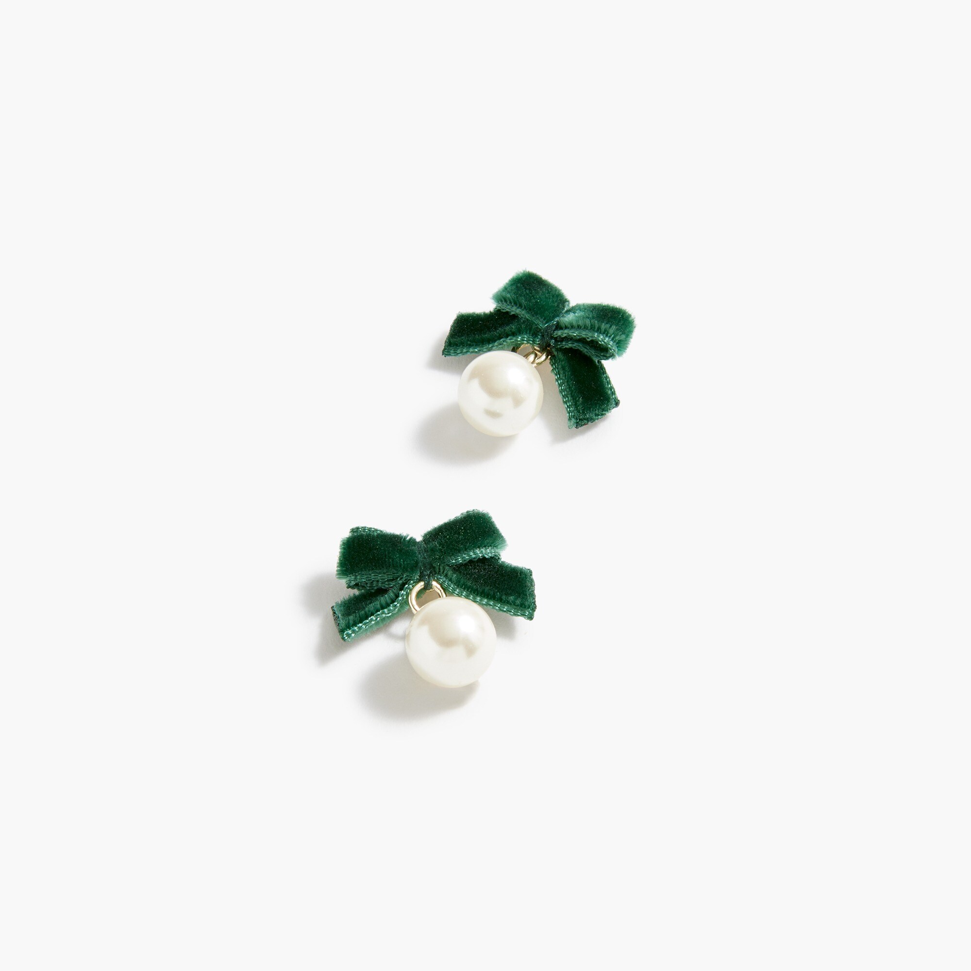 Velvet bow pearl earrings