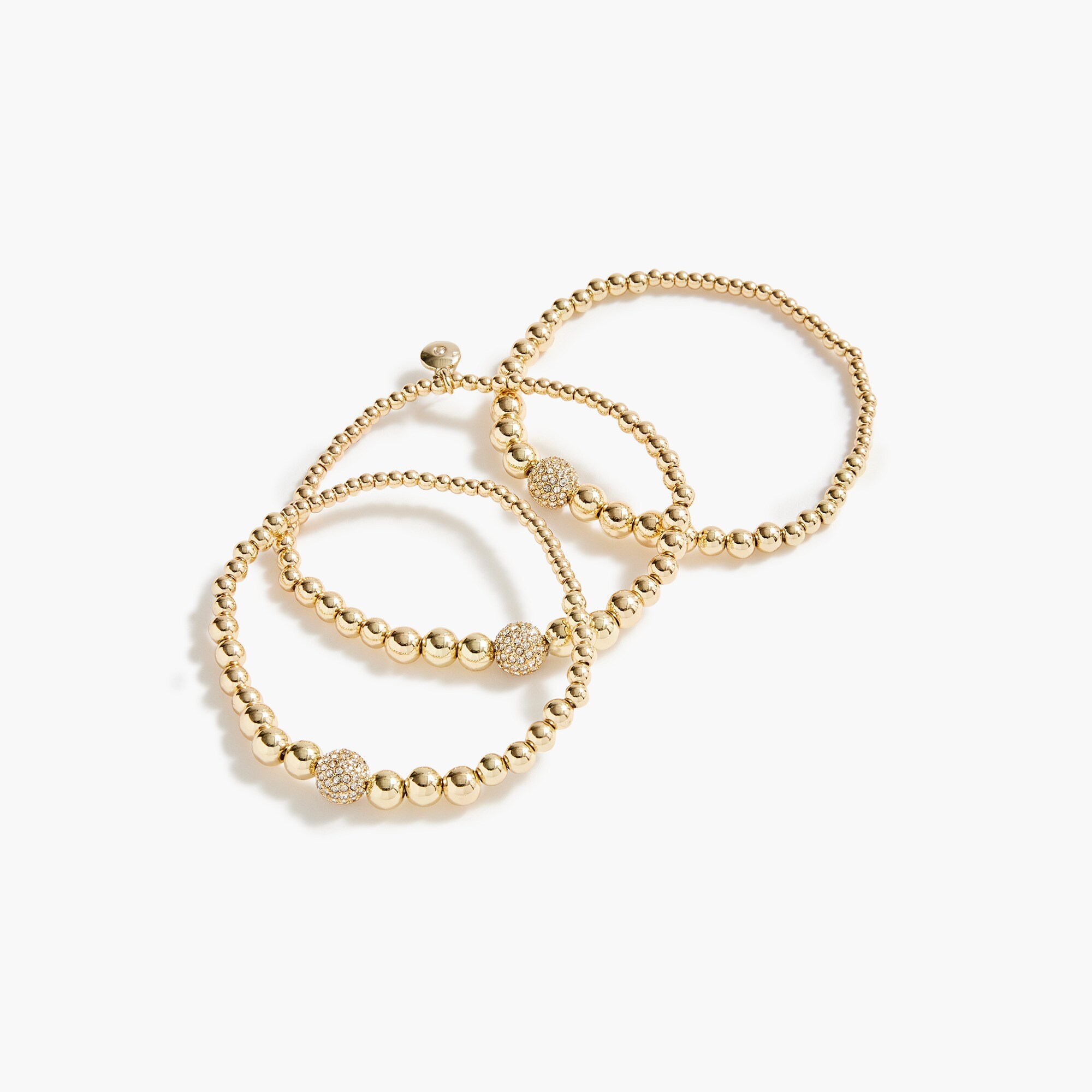 gold and crystal bauble bracelets set for women