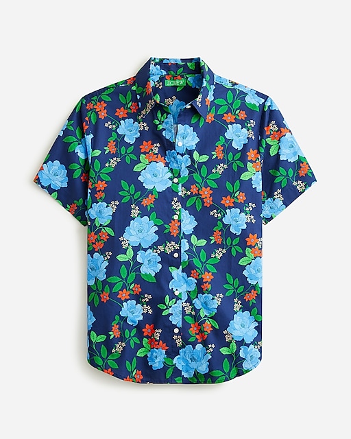  Cotton poplin short-sleeve button-up shirt