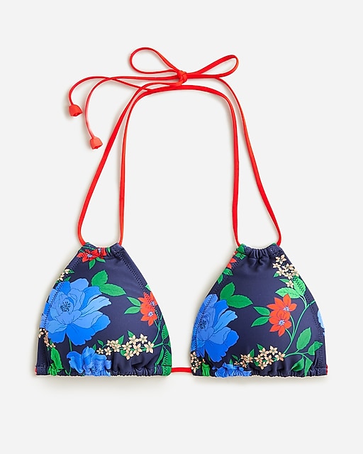  String bikini top in blue peony print