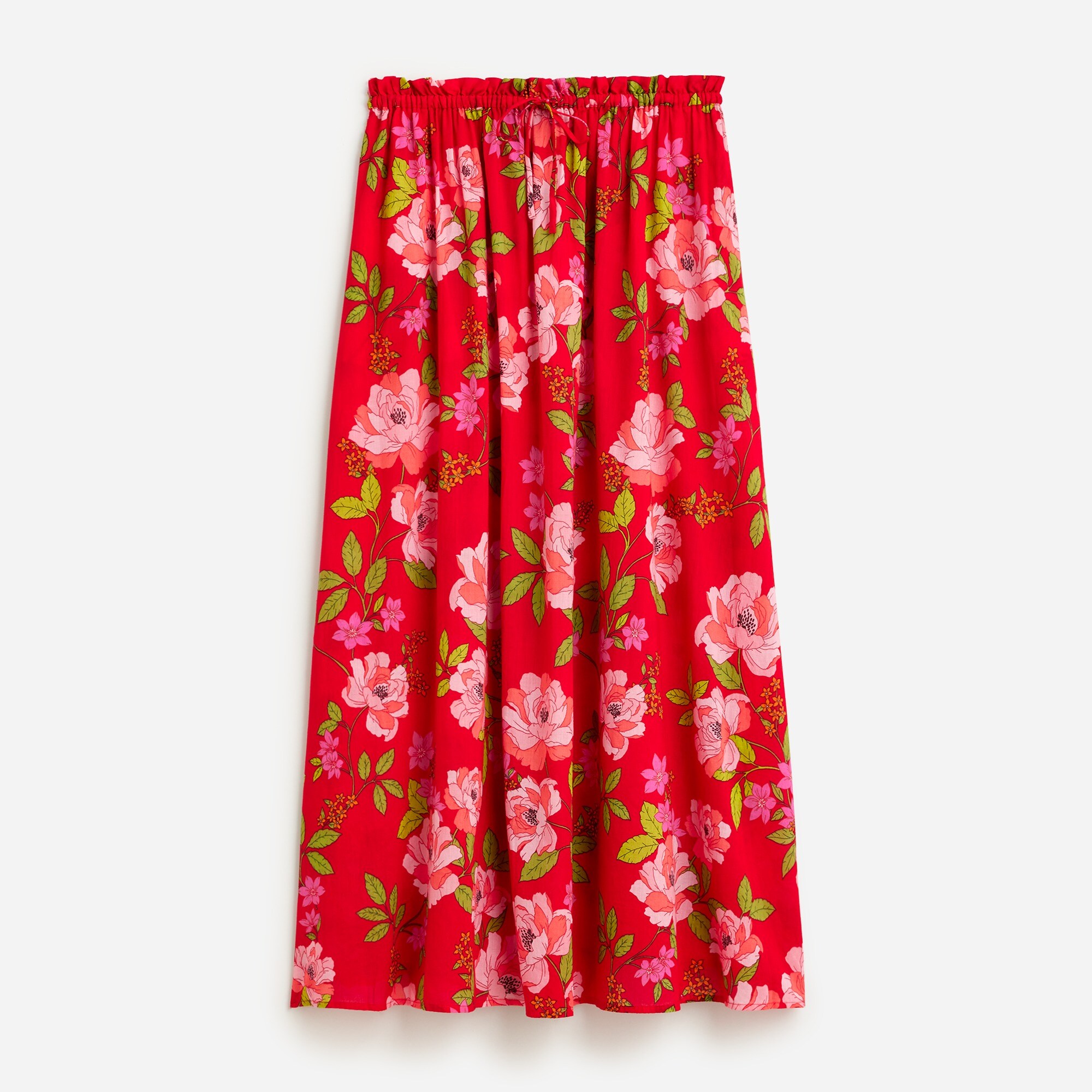  Cotton voile maxi skirt in peony vines