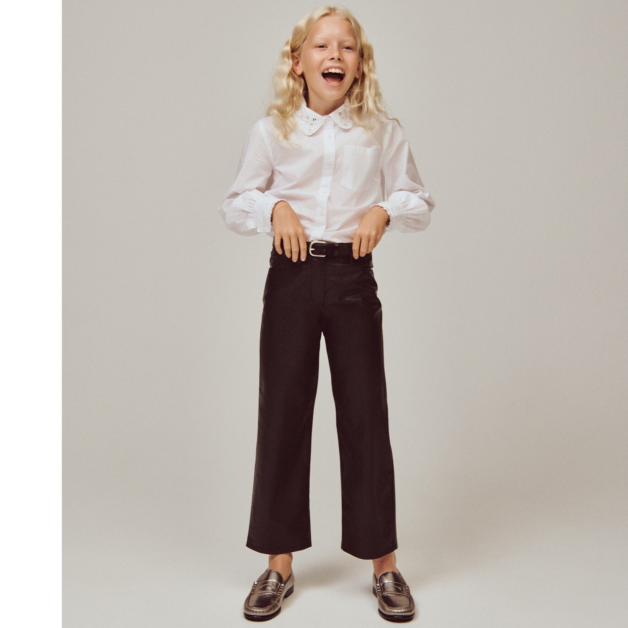 Girls' straight-leg faux-leather pant