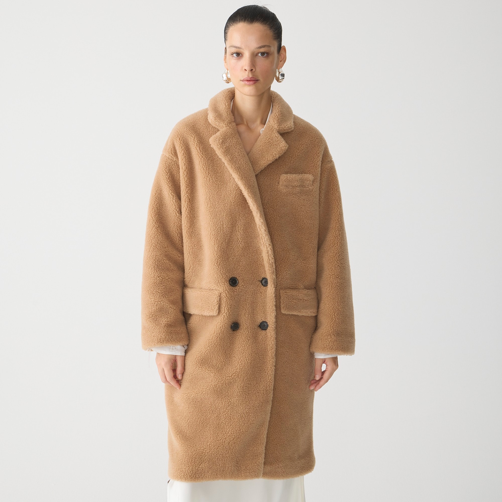 j.crew: relaxed topcoat in sherpa blend for women