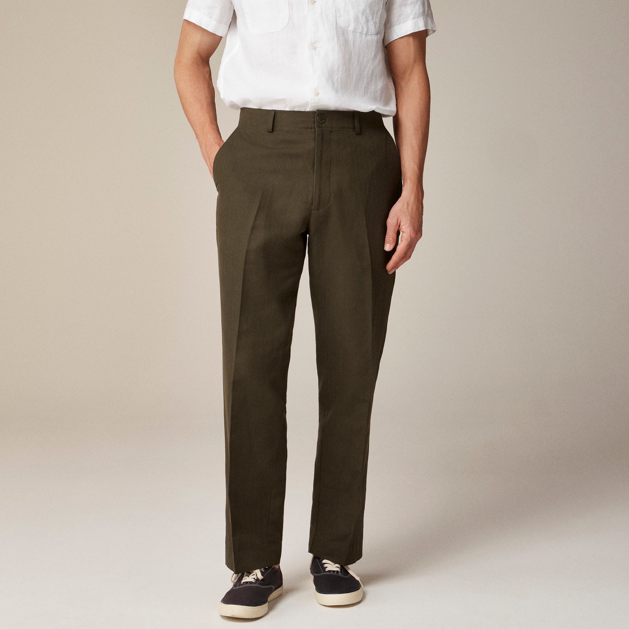 j.crew: kenmare relaxed-fit suit pant in cotton-linen blend herringbone for men