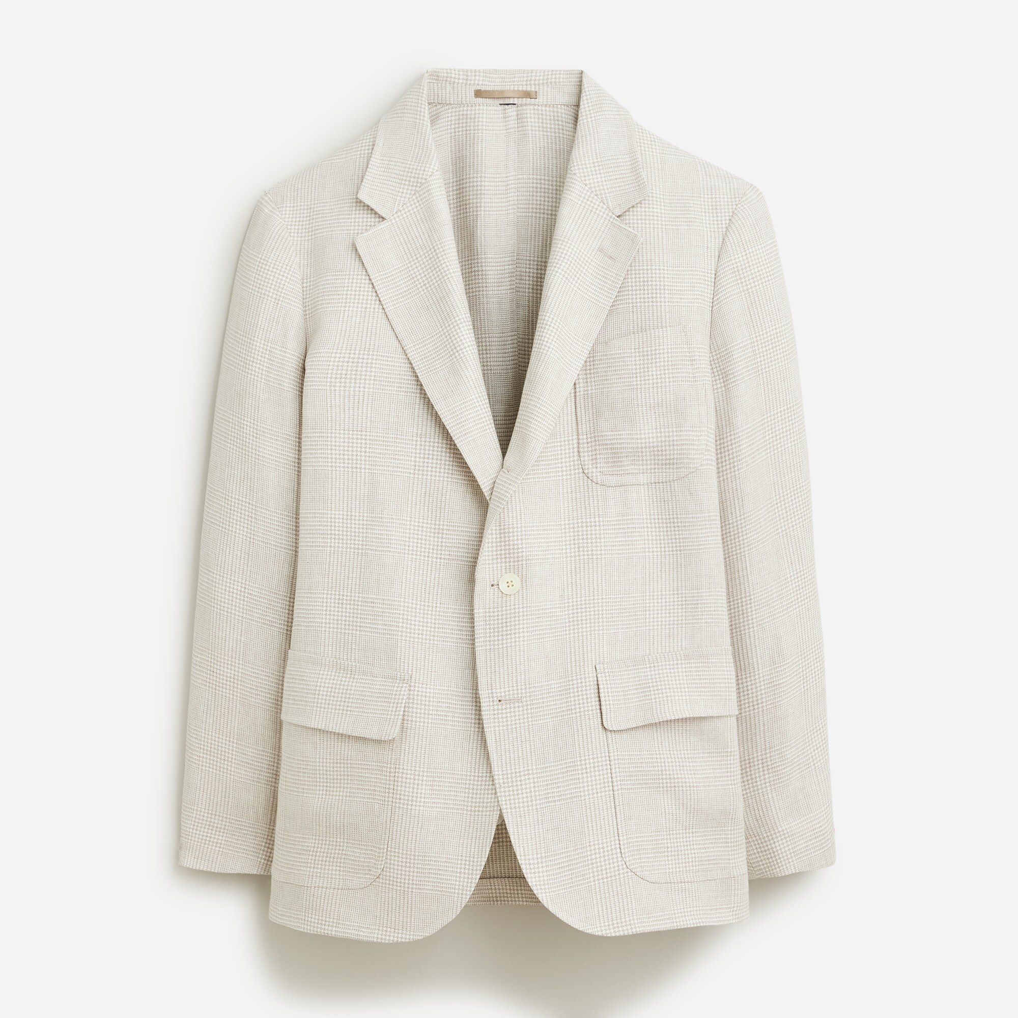 mens Big-fit unstructured suit jacket in linen twill glen plaid