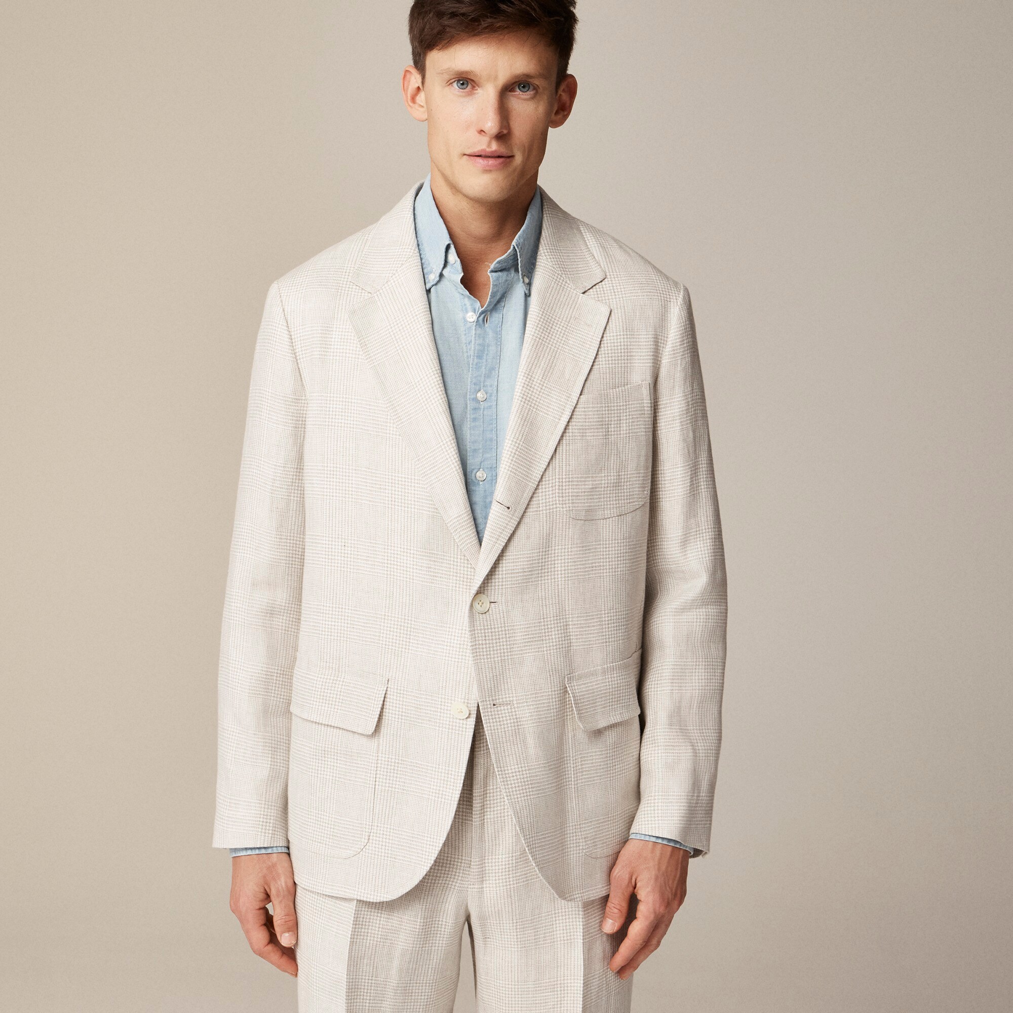 J.Crew: Big-fit Unstructured Suit Jacket In Linen Twill Glen Plaid 