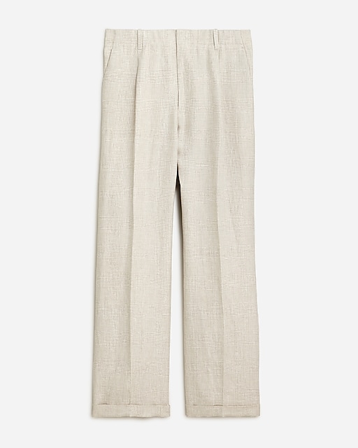 mens Relaxed-fit linen suit pant in plaid