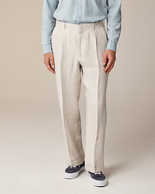 mens Relaxed-fit linen suit pant in plaid