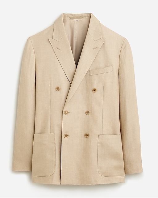 mens Crosby Classic-fit double-breasted unstructured suit jacket in linen blend