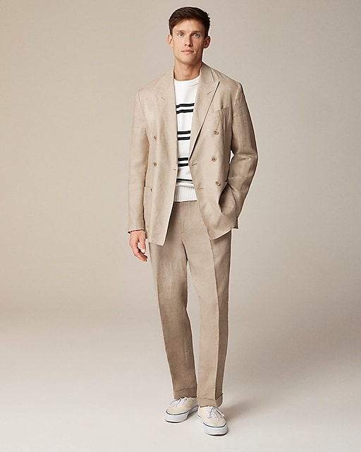  Crosby Classic-fit double-breasted unstructured suit jacket in linen blend