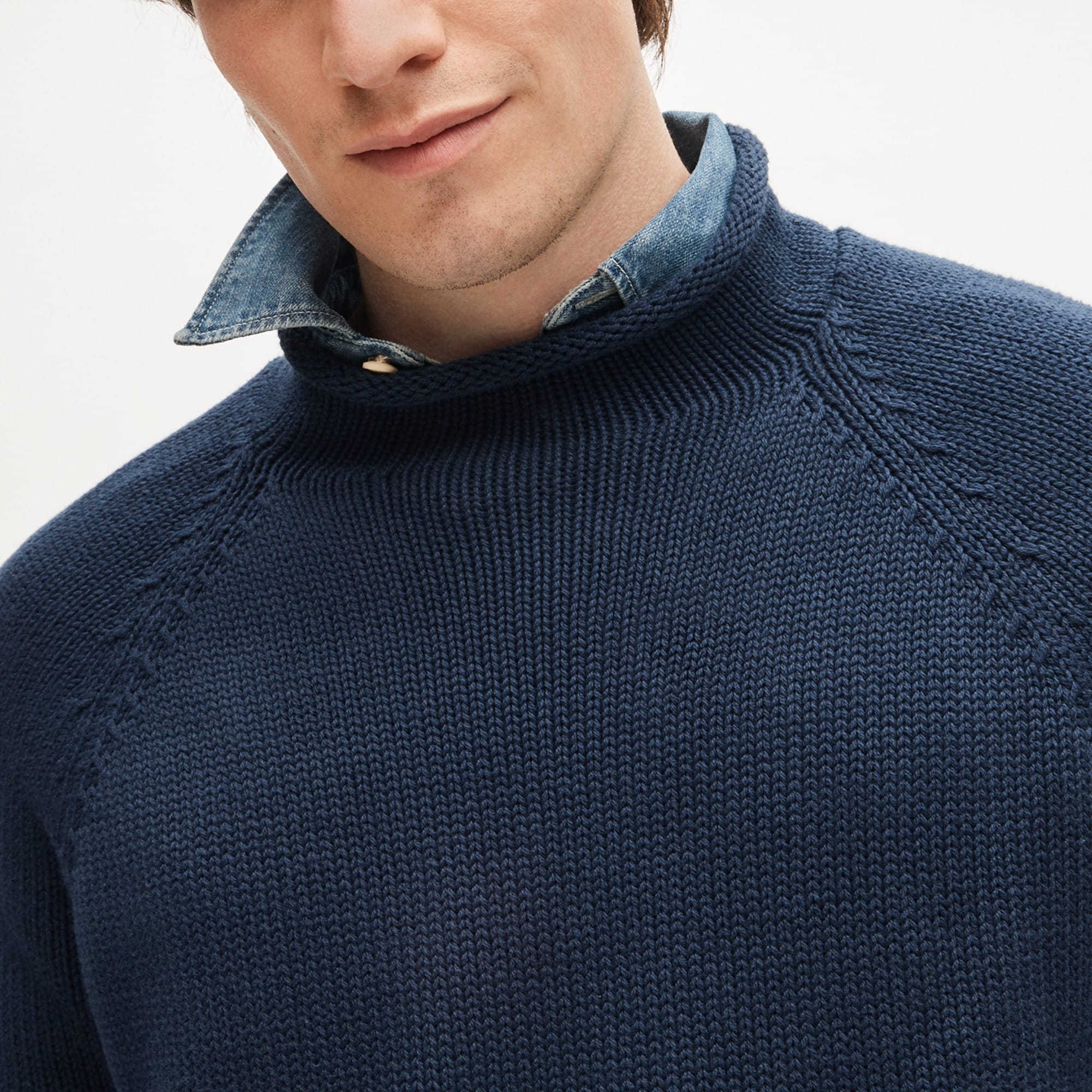Vintage J.Crew '90s Linen-cotton Blend Cable-knit Rollneck