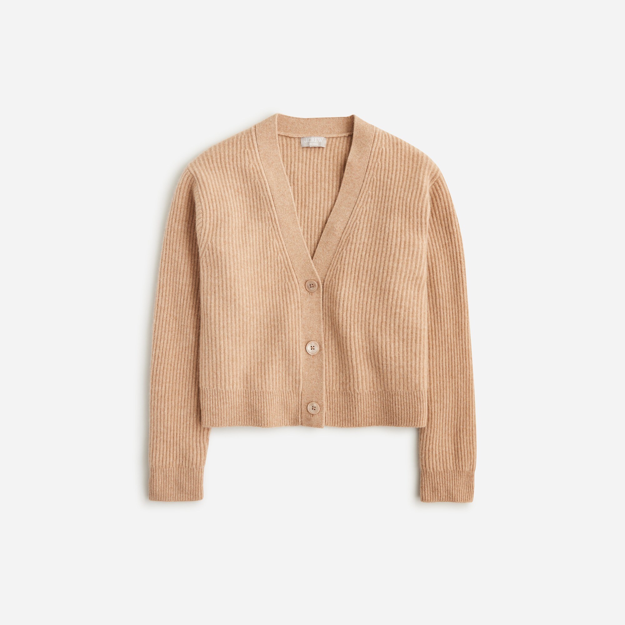 Ribbed cashmere V-neck cardigan sweater
