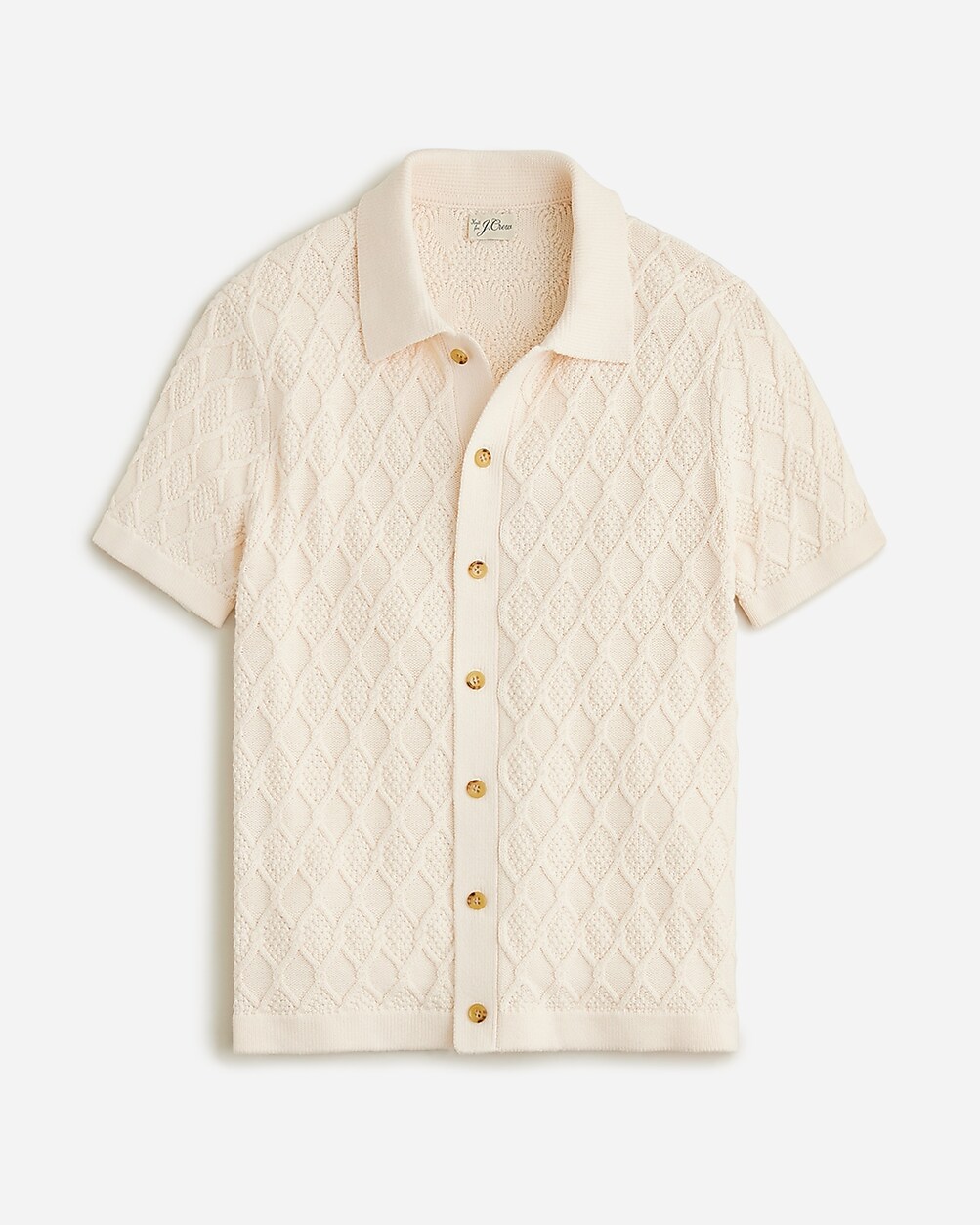 J.Crew: Short-sleeve Heritage Cotton Diamond Cable-knit Sweater-polo ...