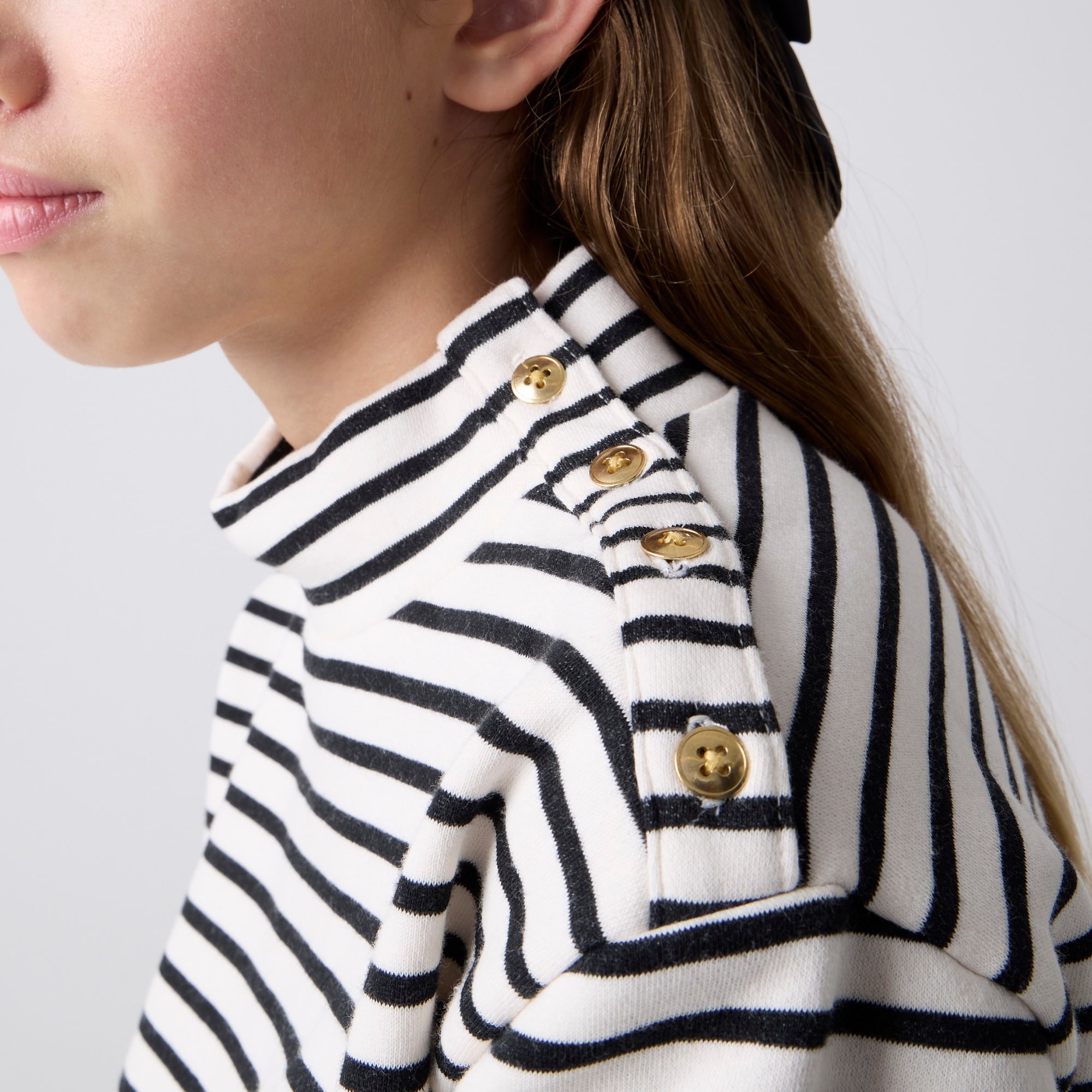 j.crew: girls' mockneck sweatshirt in fleece stripe for girls