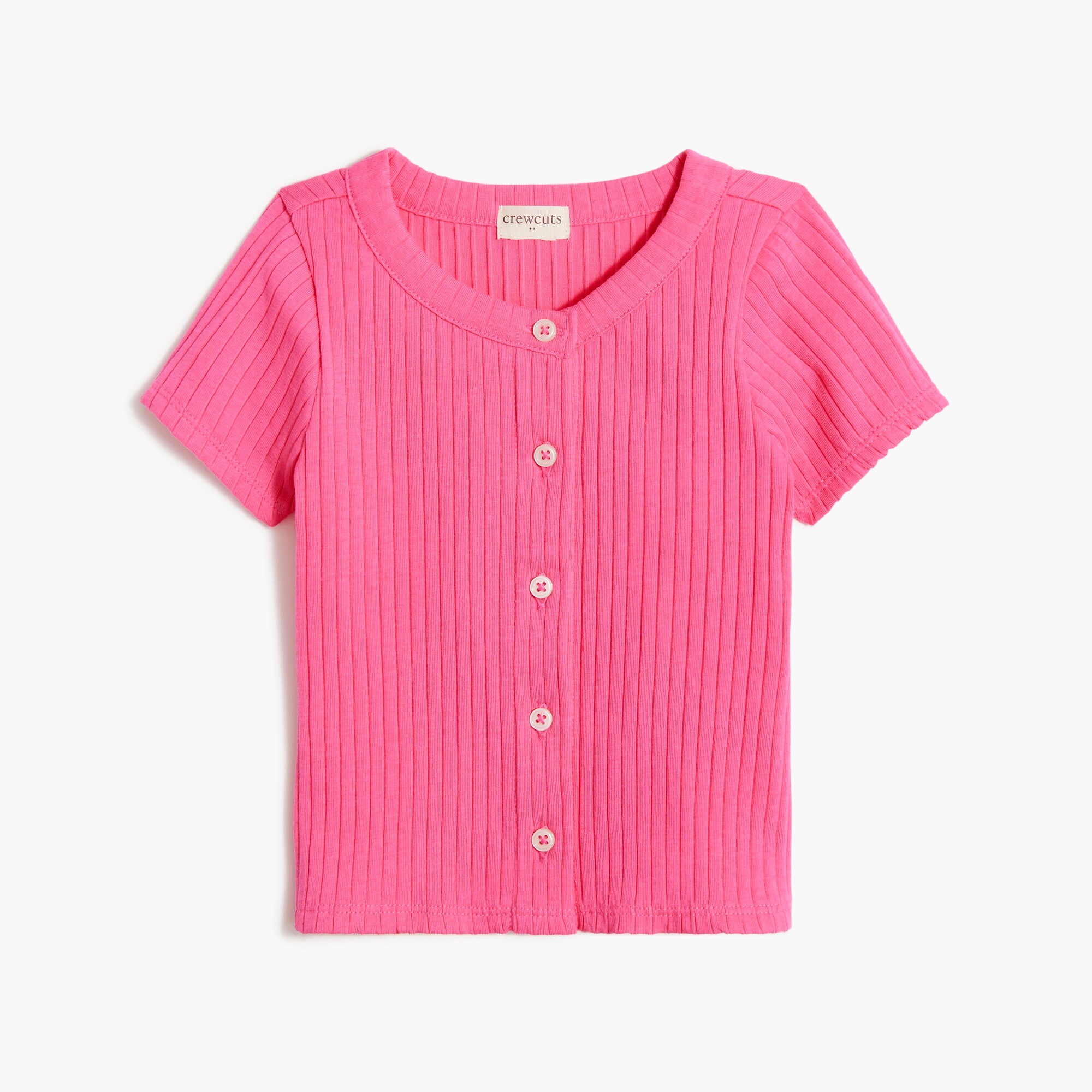 girls Girls' ribbed button-front tee