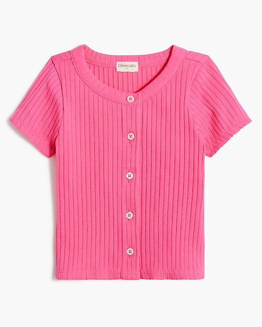 girls Girls' ribbed button-front tee