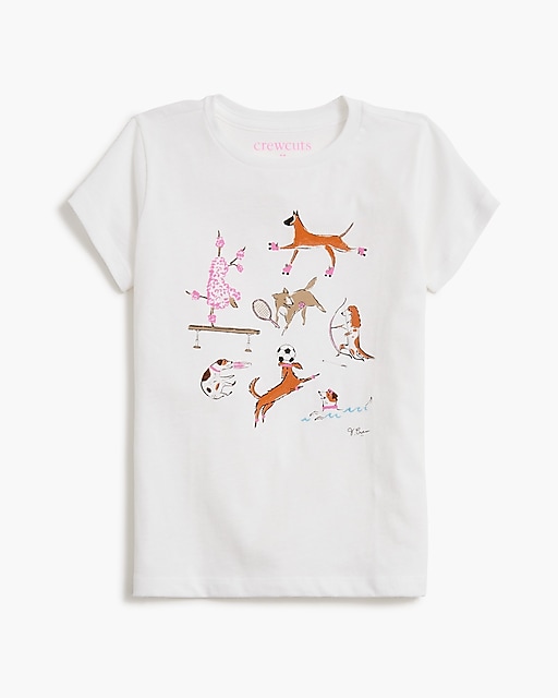  Girls' sporty dogs graphic tee
