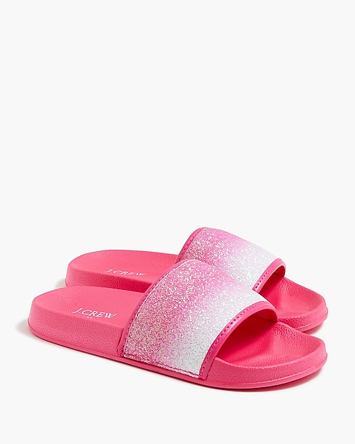  Girls' ombr&eacute; glitter slide sandals