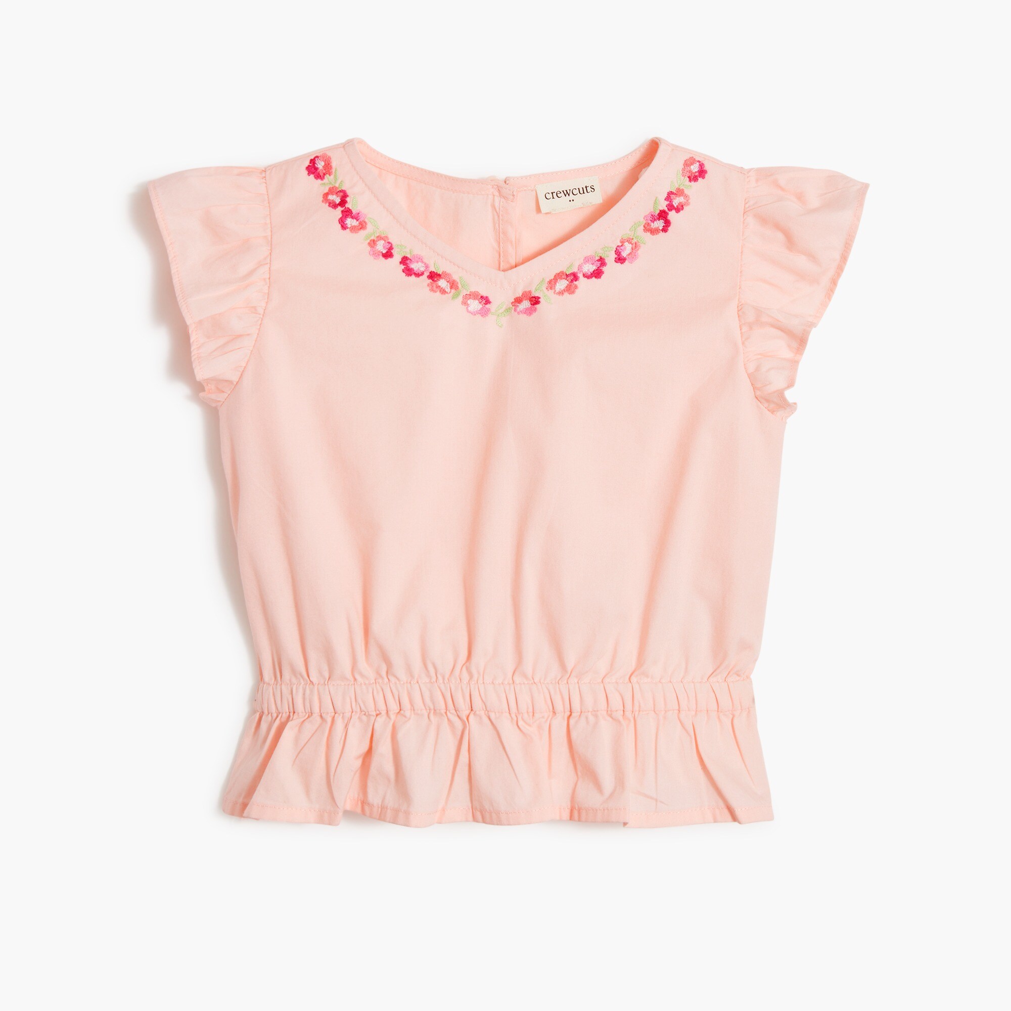 Girls Pink Printed Cotton V Neck Top