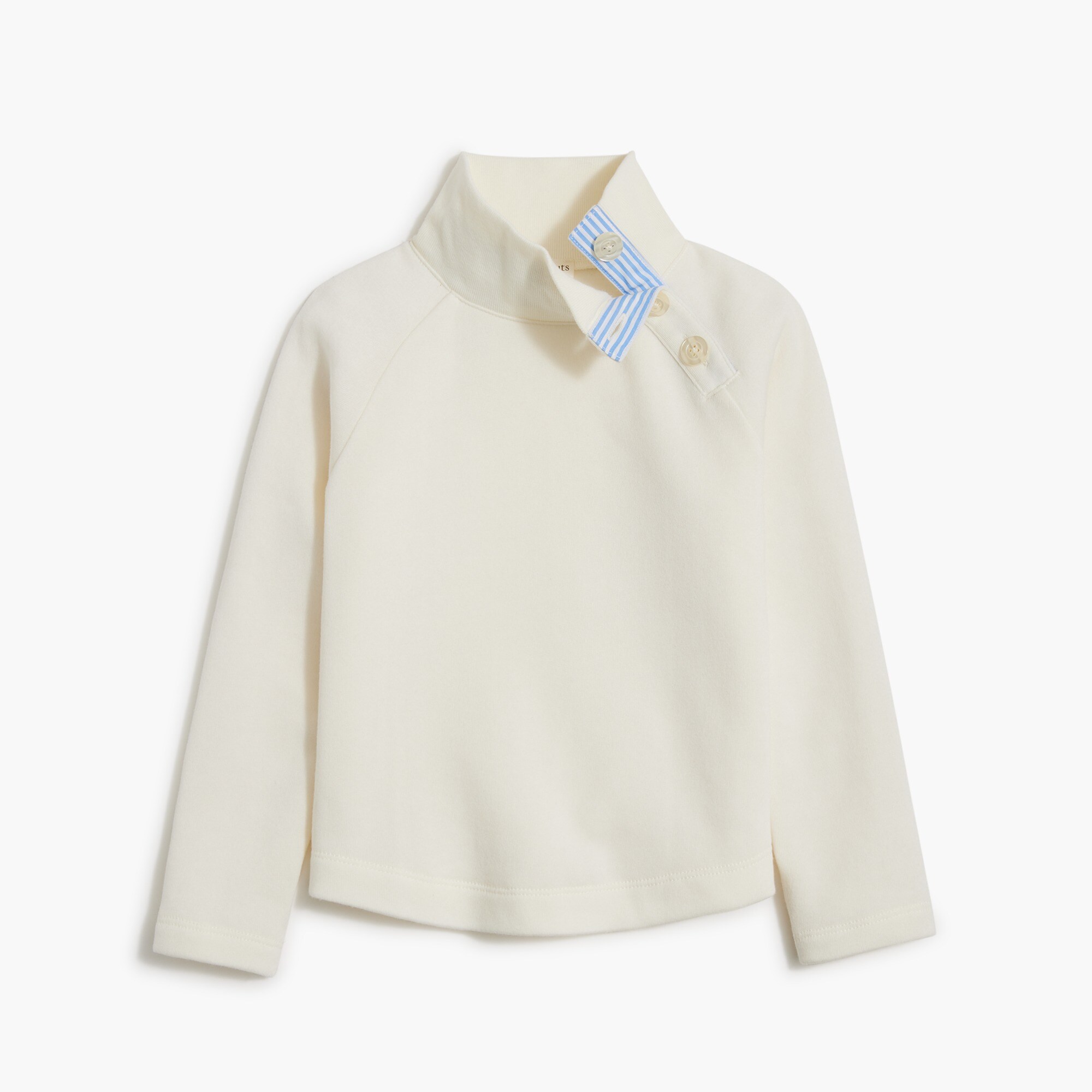 Girls' button-neck sweatshirt with striped placket