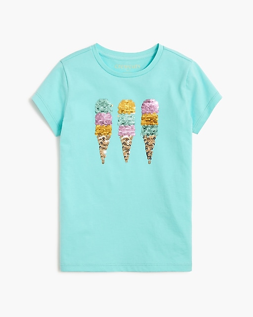 girls Girls' sequin ice cream graphic tee