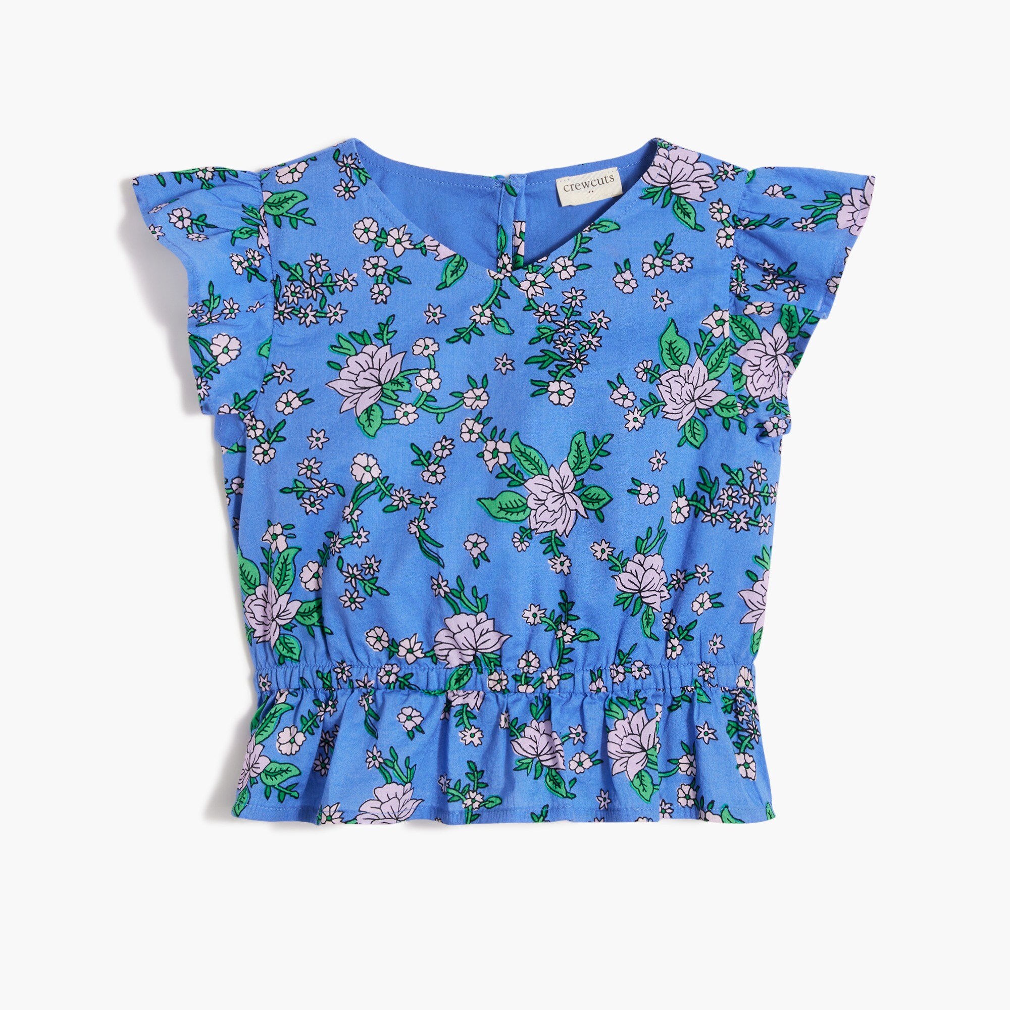 Girls' ruffle V-neck top