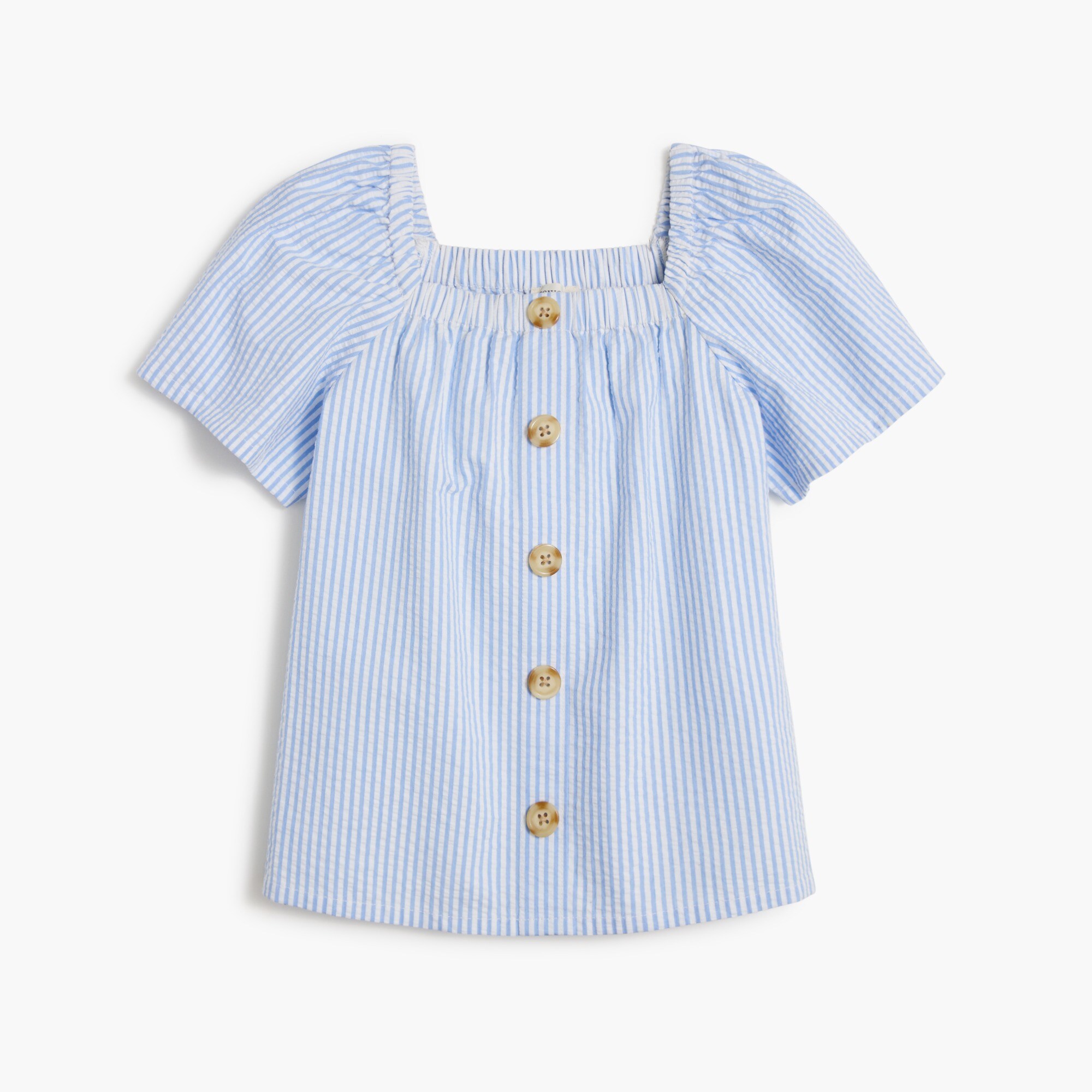 Girls' Seersucker Button-front Top For Girls | Factory