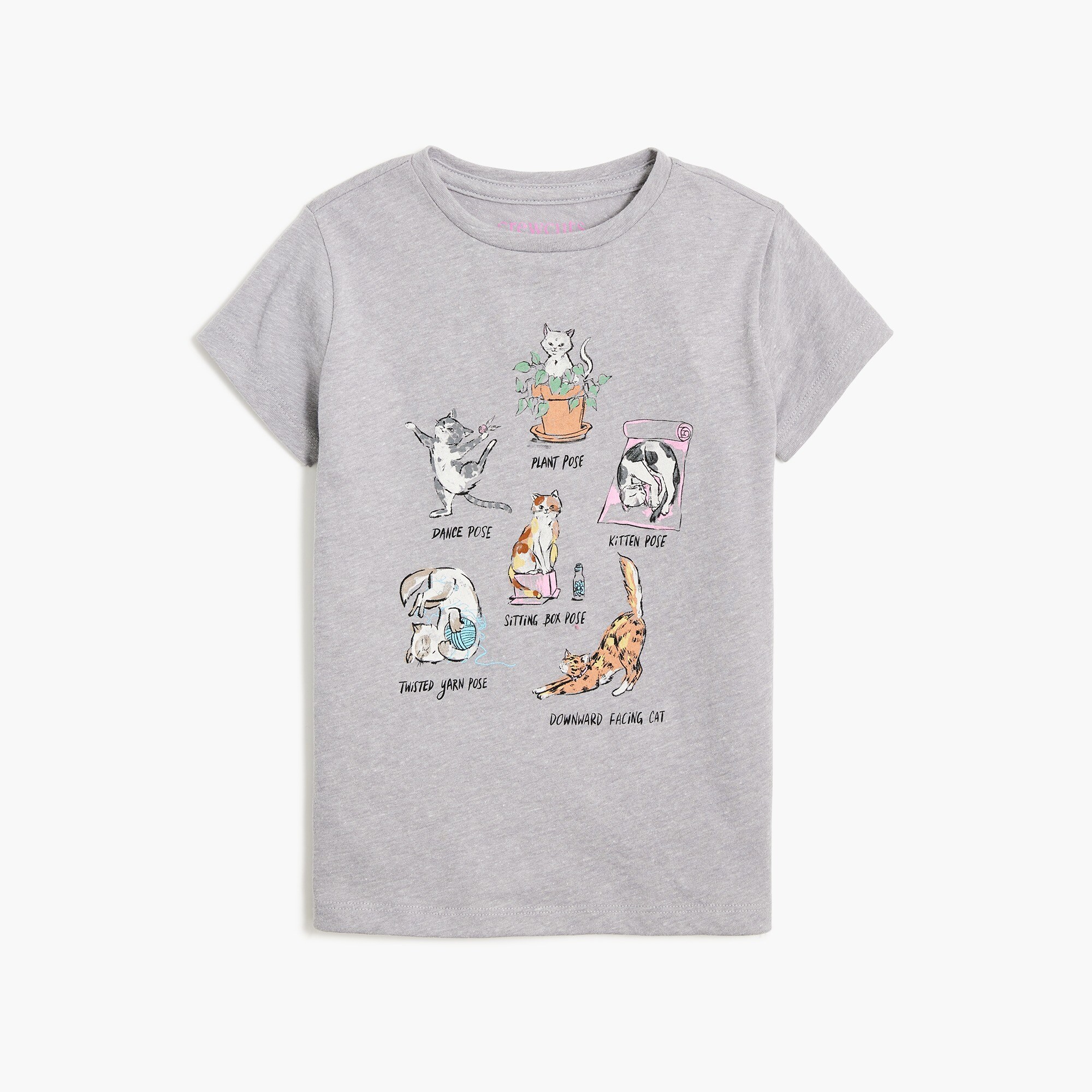 Girls' cat yoga graphic tee