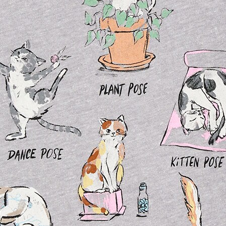 Girls' cat yoga graphic tee YOGA CATS GRAPHIC factory: girls' cat yoga graphic tee for girls
