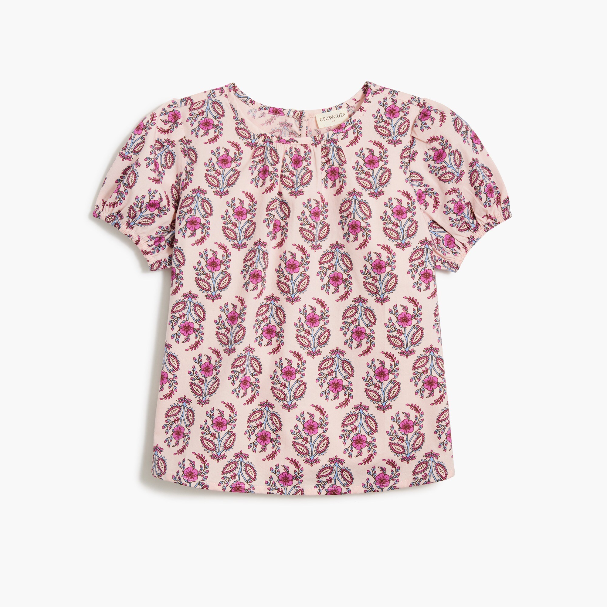 Girls' printed puff-sleeve top