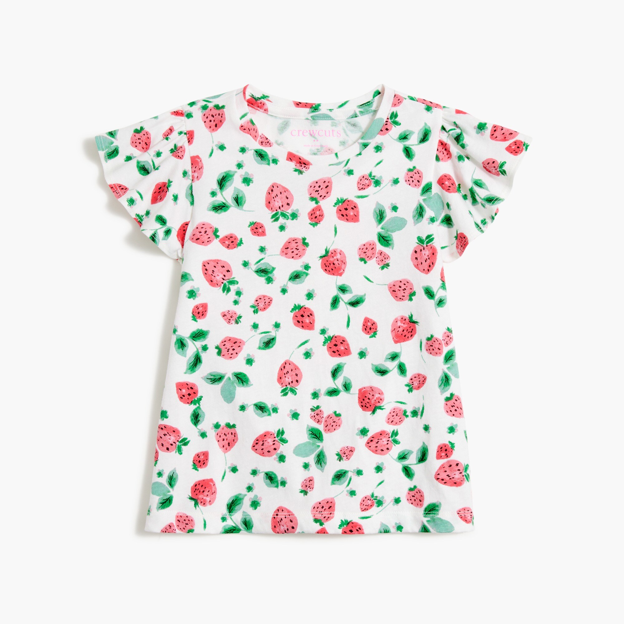 girls' printed flutter-sleeve tee for girls