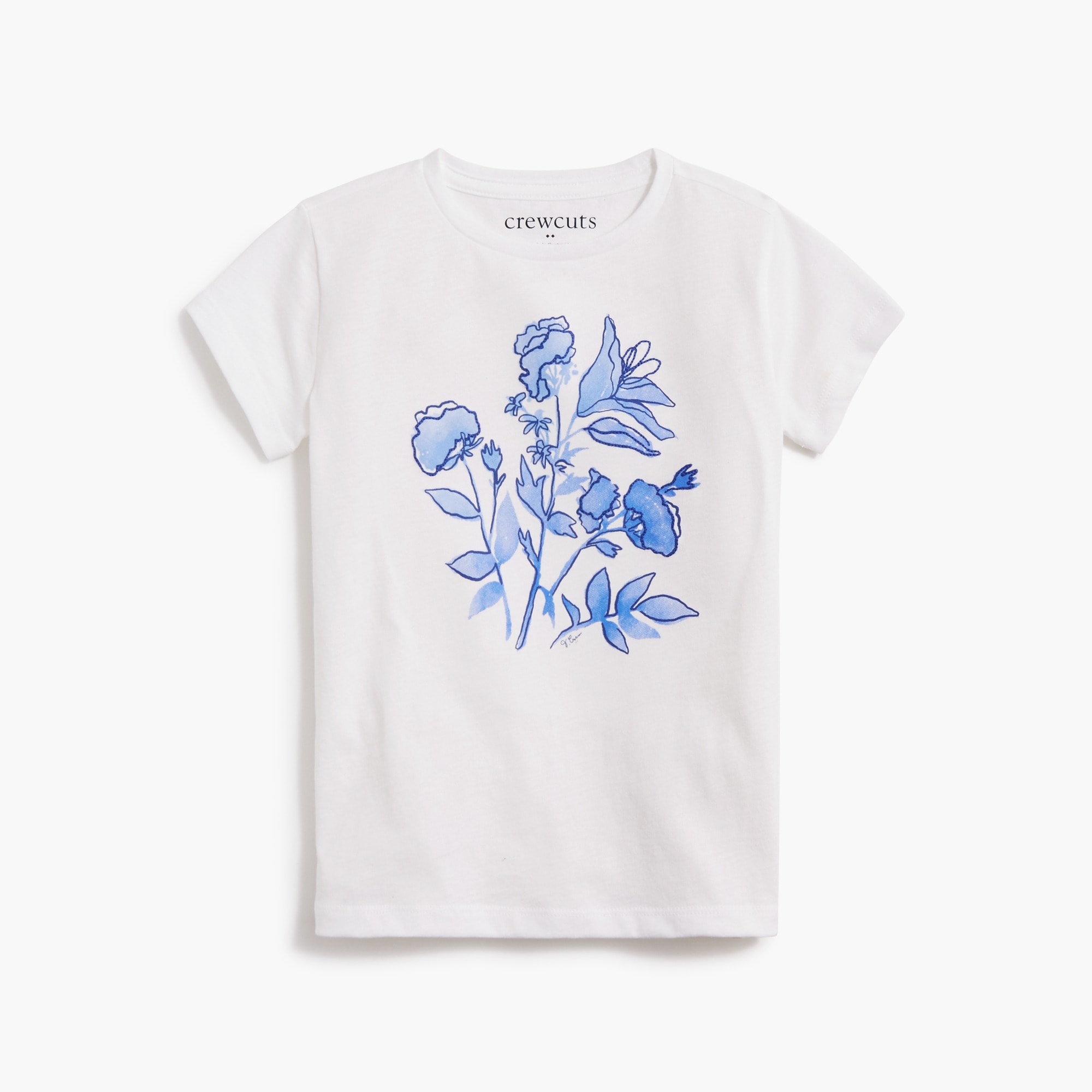 Girls' embroidered flowers graphic tee