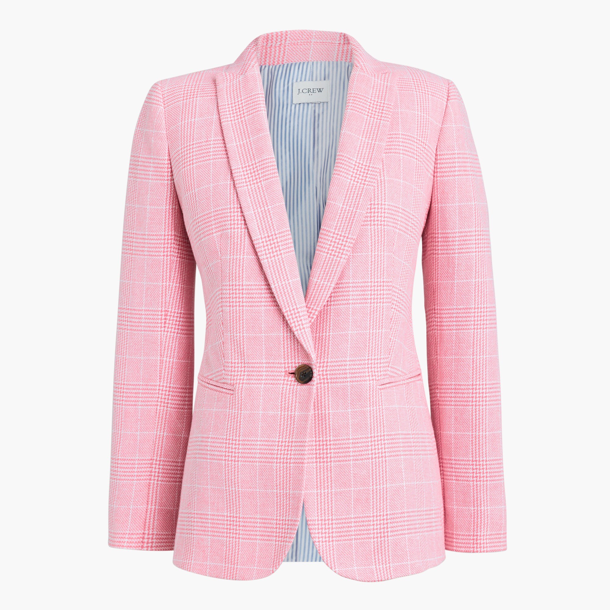 plaid one-button blazer for women