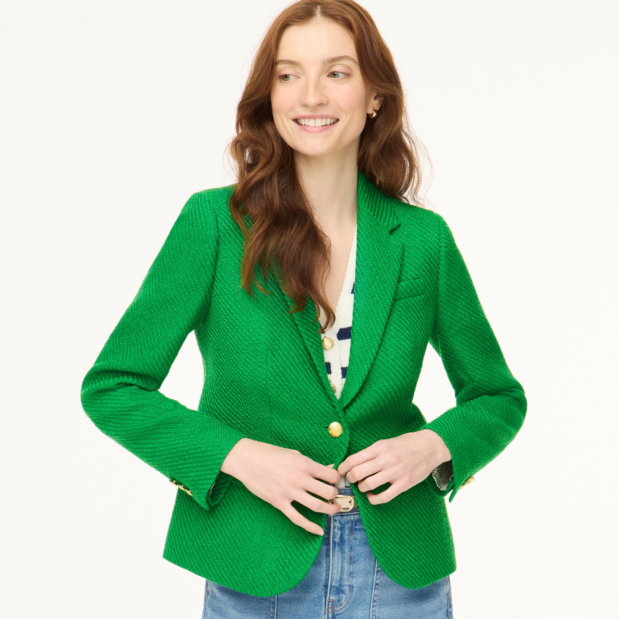 factory: tweed schoolboy blazer for women