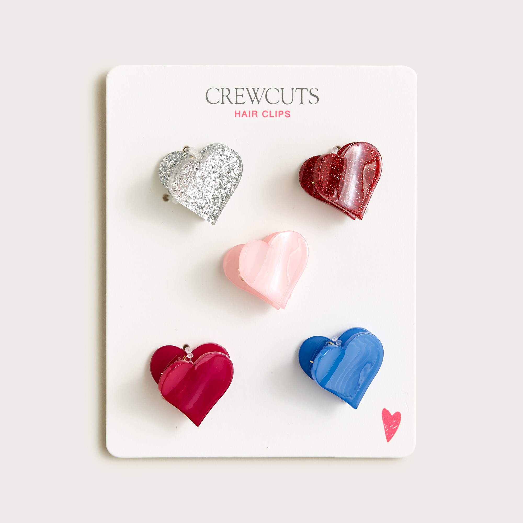 Girls' heart hair clips five-pack