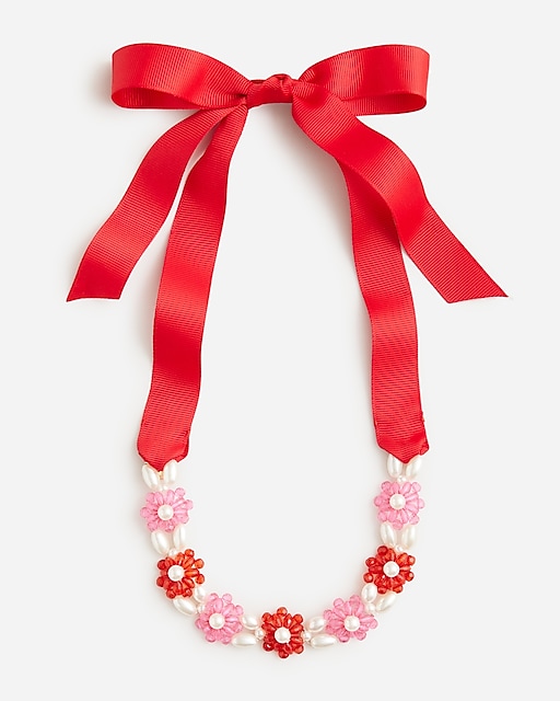 girls Girls' pearl ribbon necklace