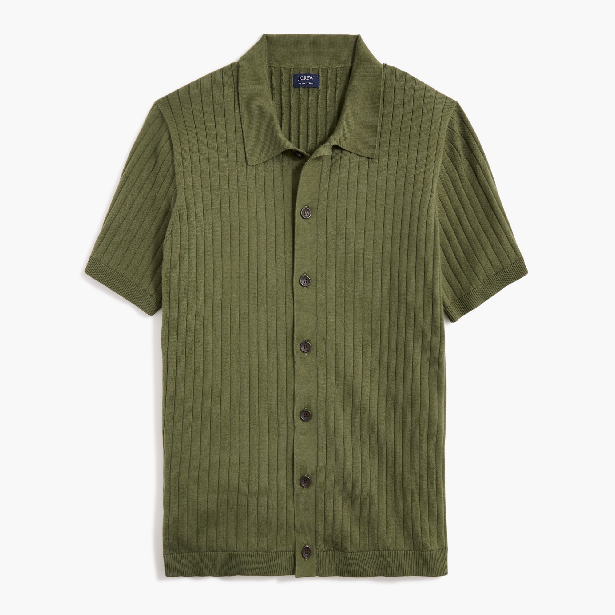 Ribbed button-down sweater-polo