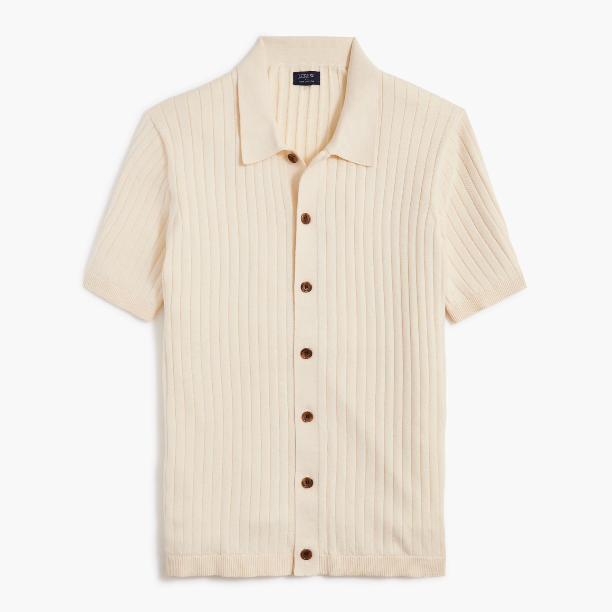 Ribbed button-down sweater-polo